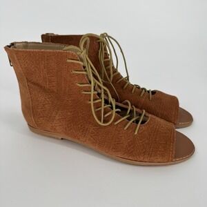 Kelsi Dagger Brooklyn Gladiator Hendrix Sandals Women's 8.5 Lace Up Brown‎